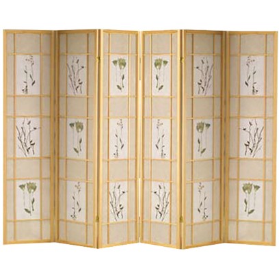 Botanical Natural 6 Panel Shoji Screen